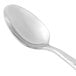 A close-up of a Libbey stainless steel dessert spoon with a handle.