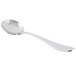 A close-up of a Reserve by Libbey Santa Cruz stainless steel bouillon spoon with a silver handle.