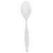 A white spoon with a long handle.
