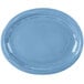 A blue oval Libbey platter with a wavy design.