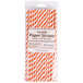 A package of Creative Converting orange and white striped paper straws.