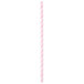 A pink and white striped straw with a white handle.