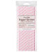 A package of Creative Converting jumbo pink and white striped paper straws.
