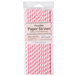 A package of Creative Converting pink and white striped paper straws.
