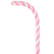 A close up of a Creative Converting pink and white striped paper straw.