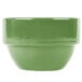 A close up of a green Libbey Cantina porcelain bowl.