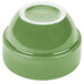 A sage green Libbey porcelain bouillon bowl with a white center.