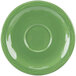 A Libbey sage green porcelain saucer with a carved swirl pattern on the surface.