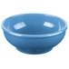 A blue Libbey oatmeal bowl with a white rim.