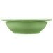 A sage green Libbey porcelain fruit bowl with a white border.