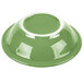 A sage green Libbey porcelain fruit bowl with a white rim.