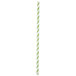 A Creative Converting jumbo paper straw with green and white stripes.
