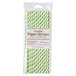 A package of green and white striped Creative Converting paper straws.