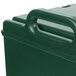 A green plastic Cambro Camtainer with a handle.