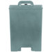 A grey Cambro Camtainer insulated soup carrier with a handle.