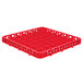 A red plastic Carlisle glass rack extender with compartments.