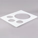 A white square plastic plate with circle holes.