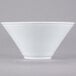 A close-up of a Libbey ultra bright white porcelain bowl with a small rim.