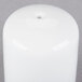 A close up of a Libbey ultra bright white porcelain salt shaker with a hole in the bottom.