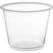 A clear plastic Choice souffle cup with a clear rim.