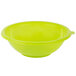 A green Fineline plastic bowl with a lid.