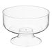 A clear plastic dessert bowl with a base.