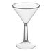 A clear plastic Visions martini glass with a stem.