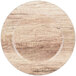 A circular wood surface with a faux wood pattern.