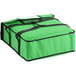 A green insulated Choice pizza delivery bag with black straps.