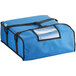 A blue Choice insulated pizza delivery bag with black straps and a zipper.