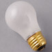 A Satco S3815 incandescent light bulb with a gold base.