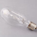 A close-up of a Satco clear metal halide light bulb.