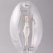A clear Satco metal halide light bulb with a white base.