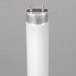 A close-up of a Satco T8 fluorescent tube with metal tips.