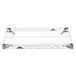 A white Metro Super Erecta wire shelf with metal bars and handles.