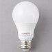 A frosted white Satco multi-directional LED light bulb with black text.