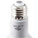 A close up of a Satco frosted LED flood light bulb with a silver cap.