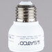 A Satco T2 warm white compact fluorescent light bulb with a silver cap.