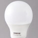 A frosted white Satco LED light bulb with black text.