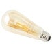 A Satco transparent amber LED light bulb with a filament.