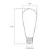 A black and white outline drawing of a Satco transparent amber LED light bulb.
