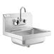 A Regency stainless steel wall mounted hand sink with a gooseneck faucet.