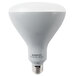 A Satco frosted LED light bulb with a white base and label.