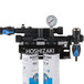 A Hoshizaki dual cartridge water filtration system with a black and blue gauge.