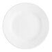 An Acopa bright white stoneware plate with a wide white rim.