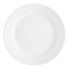 An Acopa bright white stoneware plate with a wide, round rim.