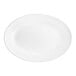 An Acopa bright white stoneware platter with a wide rolled edge.