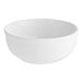 An Acopa bright white stoneware nappie bowl with a rolled edge on a white background.