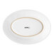 An Acopa bright white stoneware oval platter with a wide rolled edge.