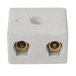 A white square Avantco terminal block with two brass nuts.